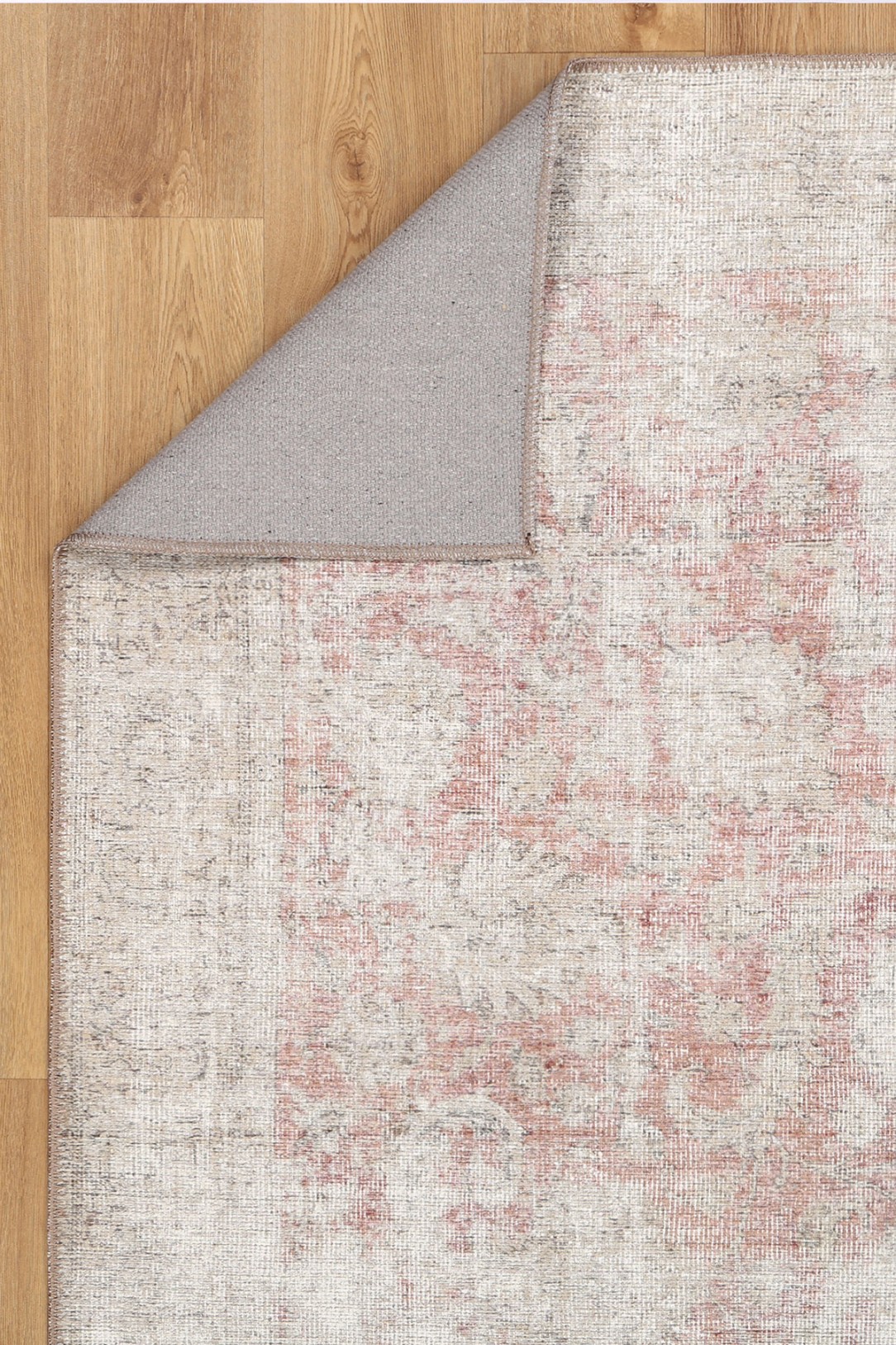 Vintage Blush Machine Washable Rug