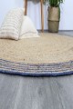 Capri Navy Blue Natural Round Boarder Rug