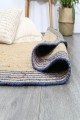 Capri Navy Blue Natural Round Boarder Rug