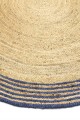 Capri Navy Blue Natural Round Boarder Rug