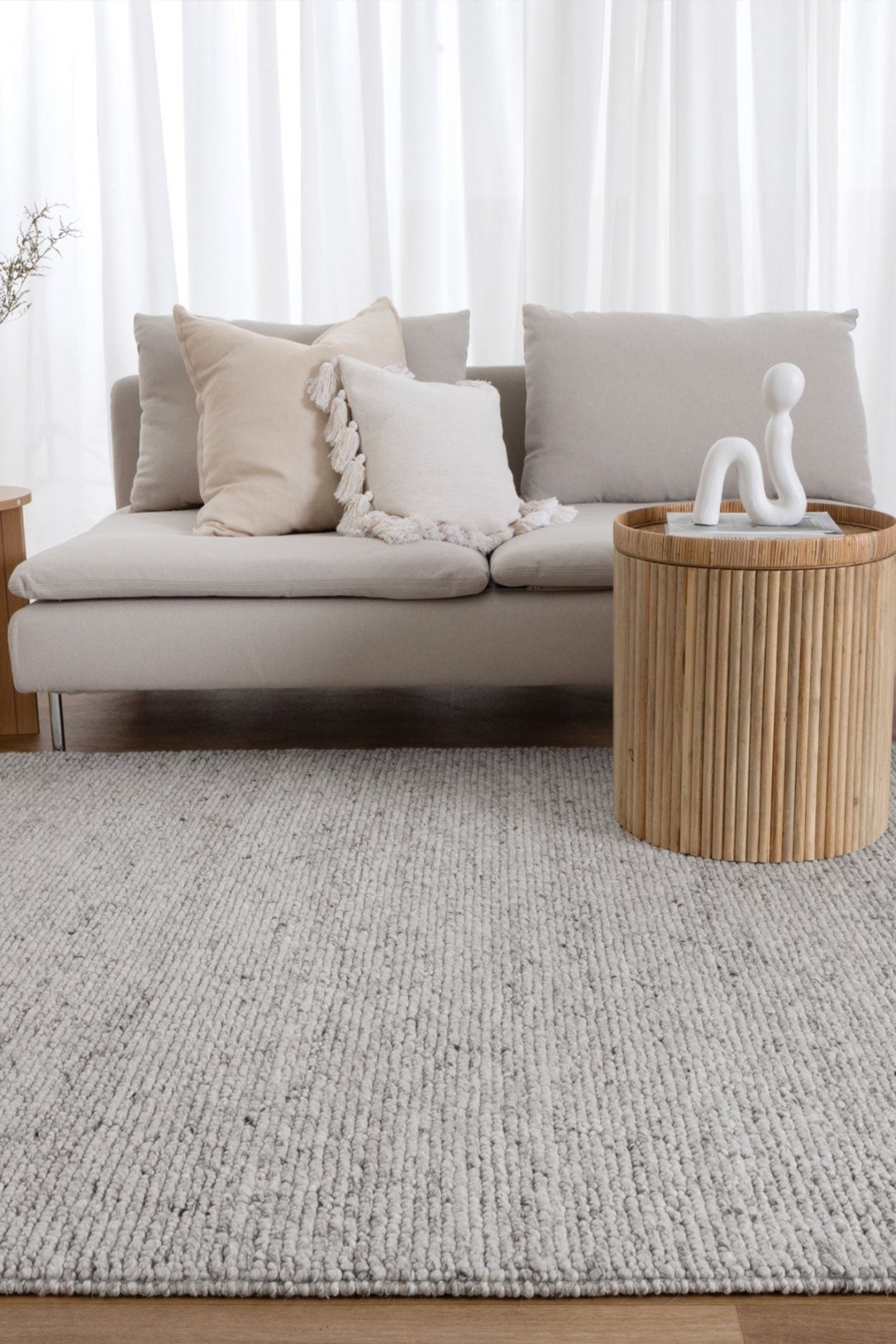 Sierra Luxe Wool Texture Grey Rug