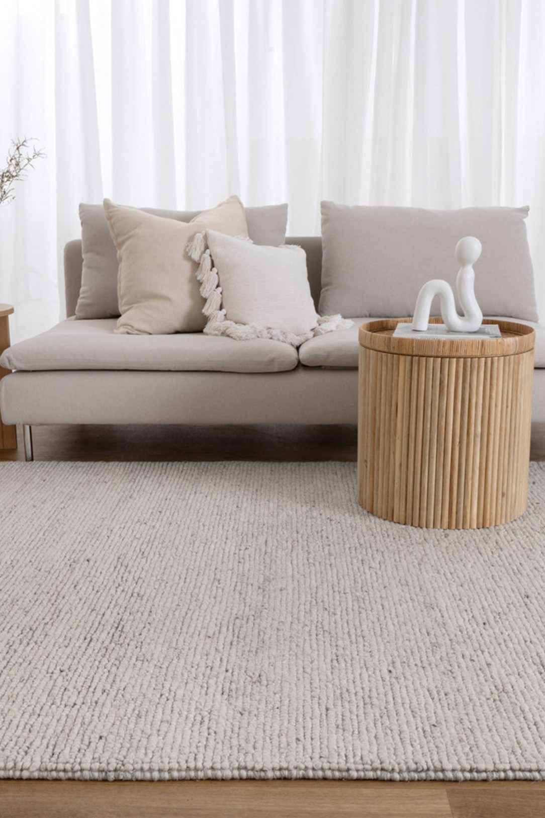 Sierra Luxe Wool Texture Ivory Rug