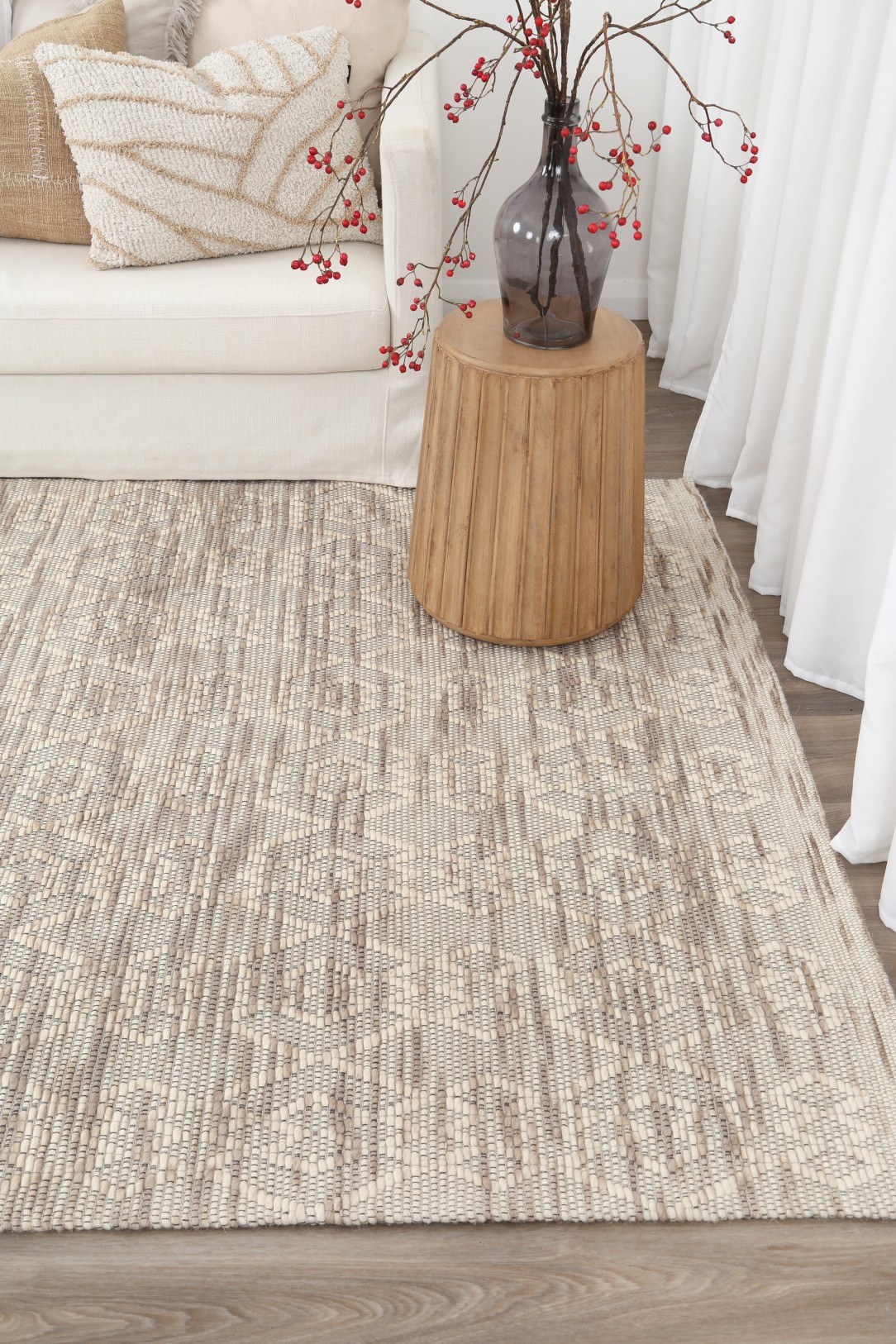 Torquay Diamond Beige Wool Rug