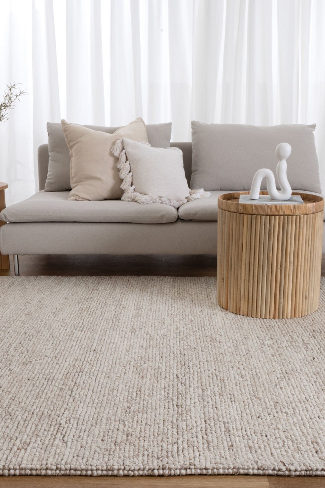 Sierra Luxe Wool Texture Beige Rug