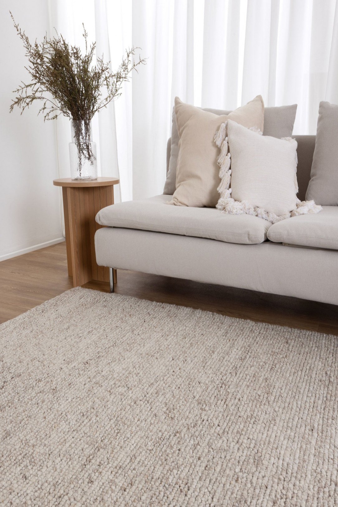 Sierra Luxe Wool Texture Beige Rug