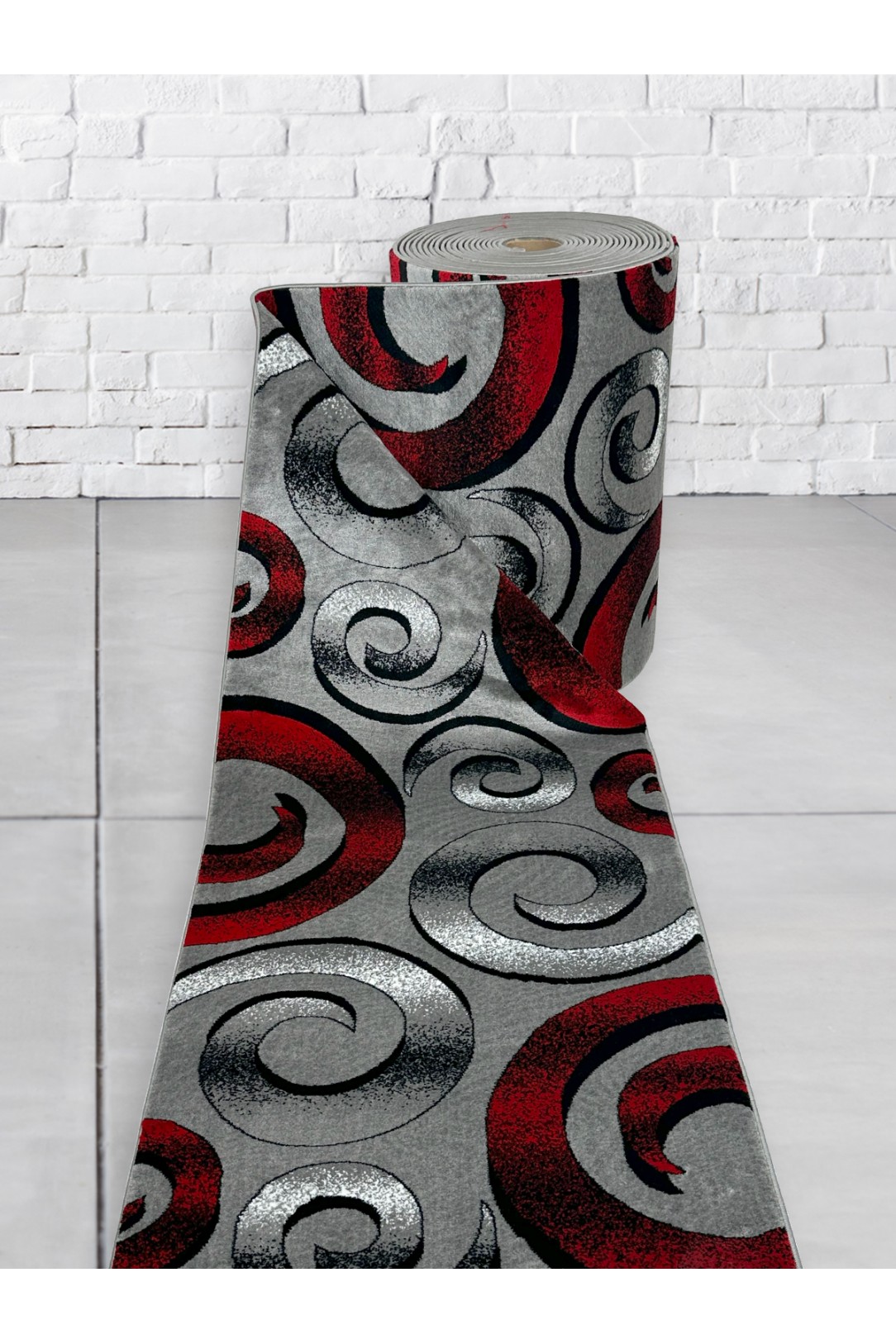 Customisable Noosa Grey Red Hallway Runner Rug 80cm Wide