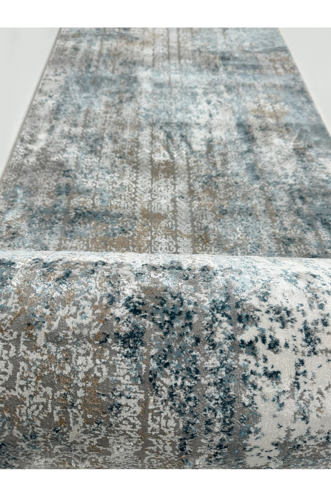 Aqua Abstract Hallway Runner 80cm Wide