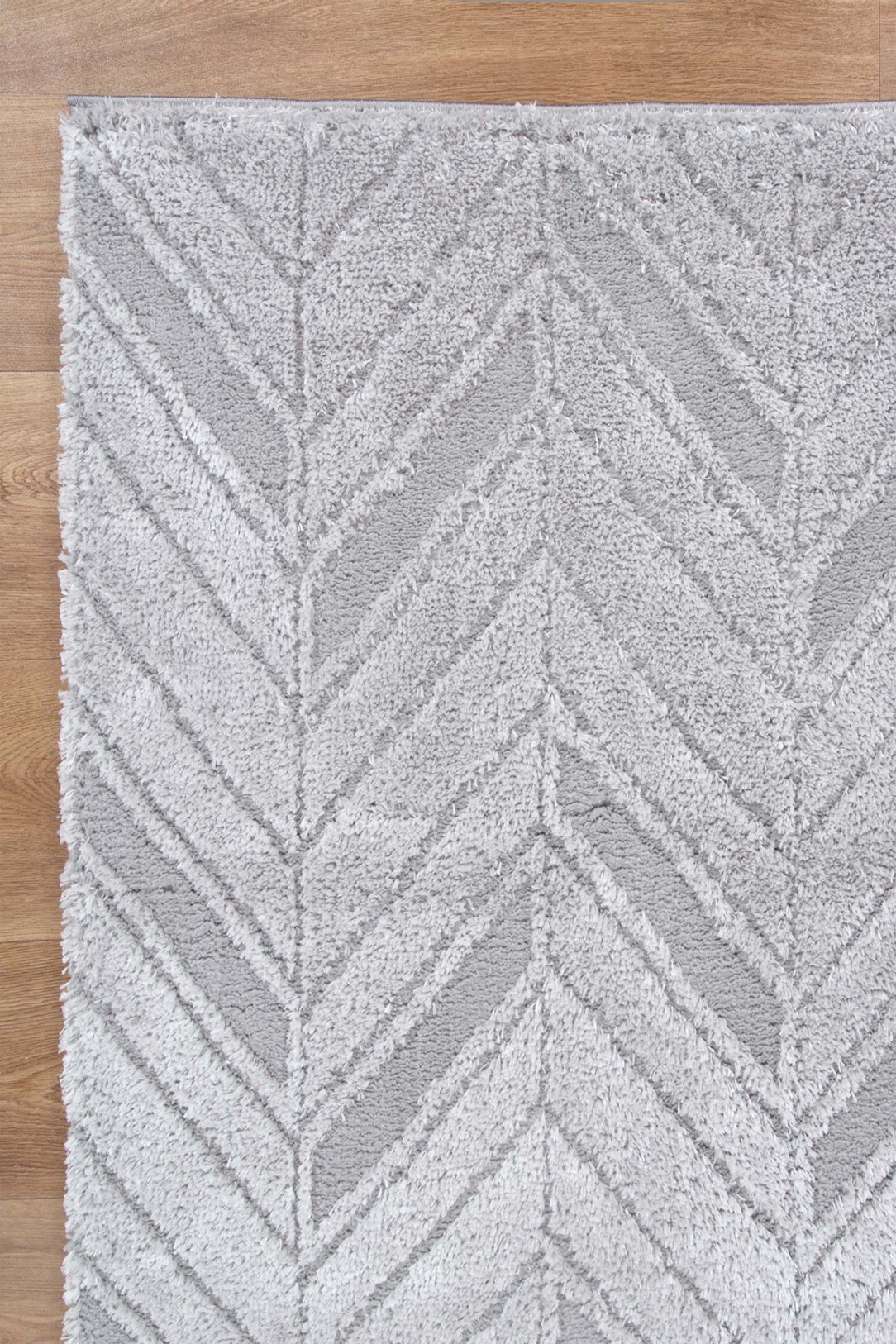 Belmont Chevron Silver Shaggy Rug