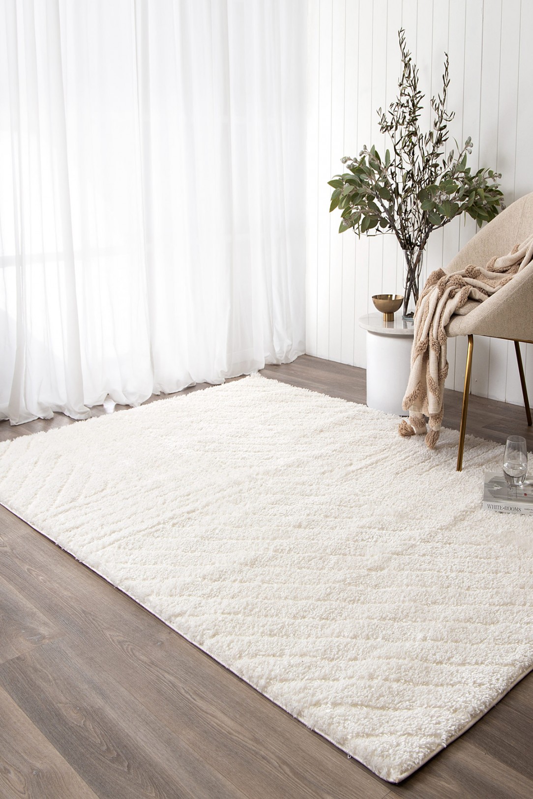 Belmont Geometric Cream Shaggy Rug