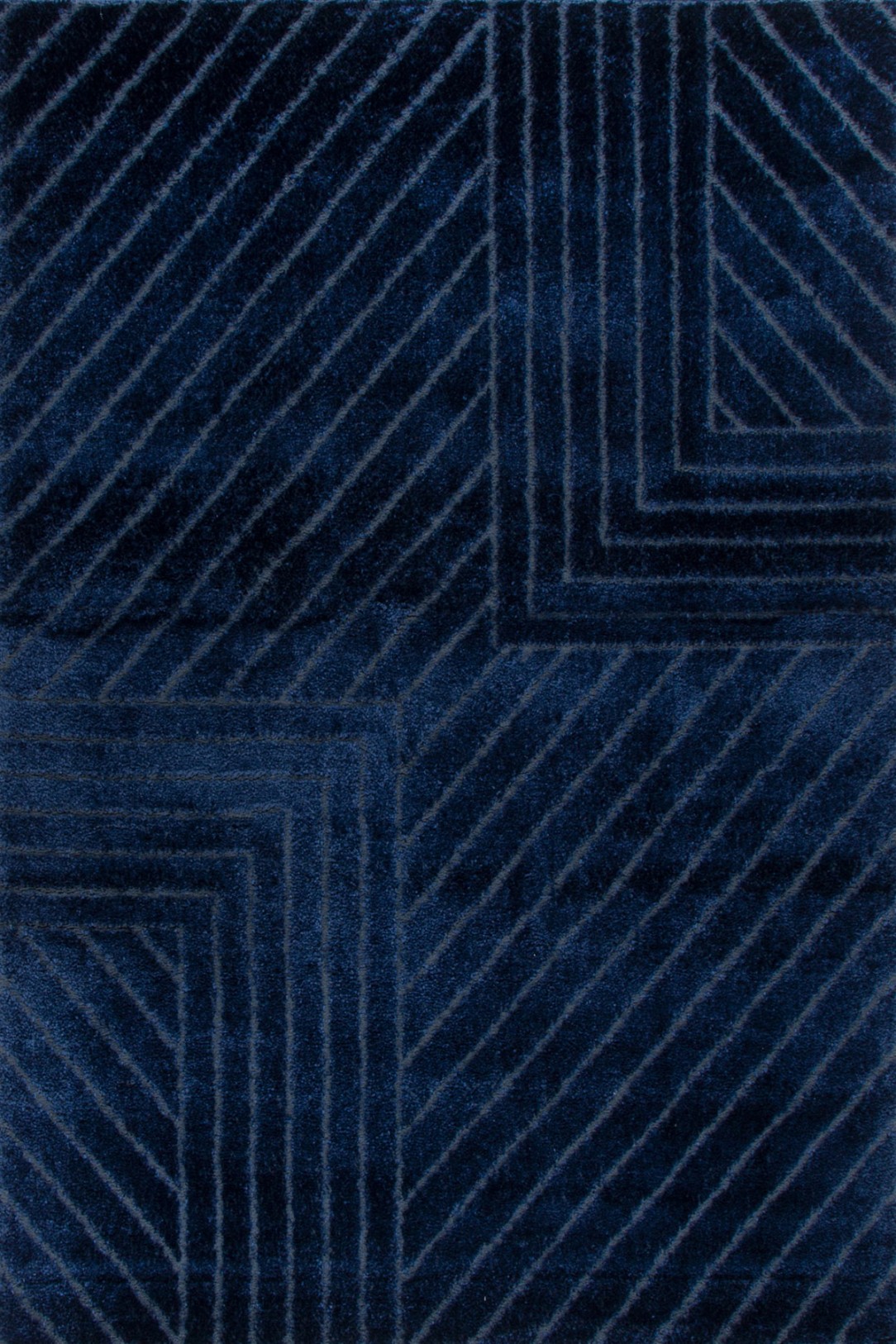 Belmont Geometric Navy Shaggy Rug