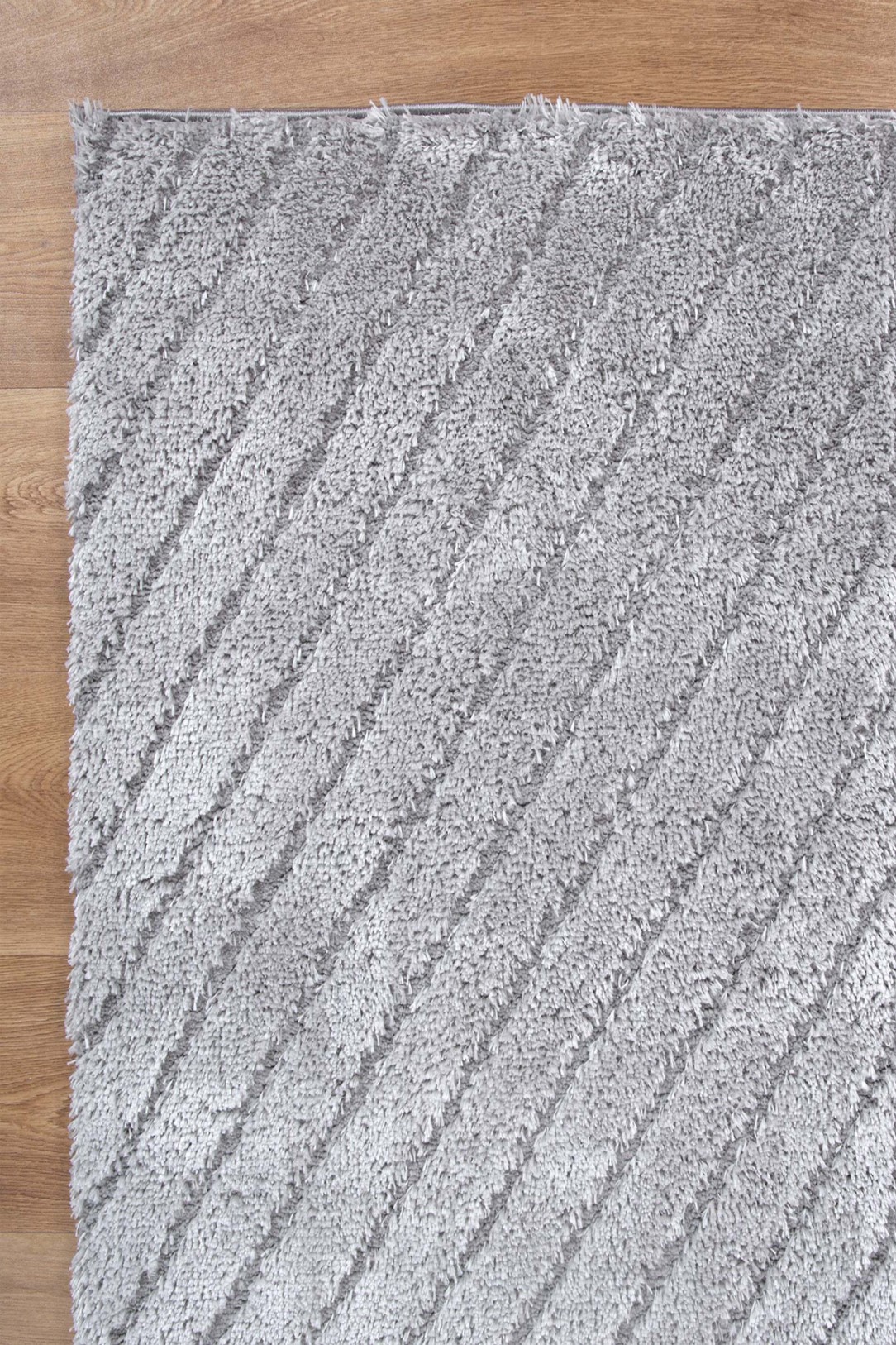 Belmont Geometric Silver Shaggy Rug