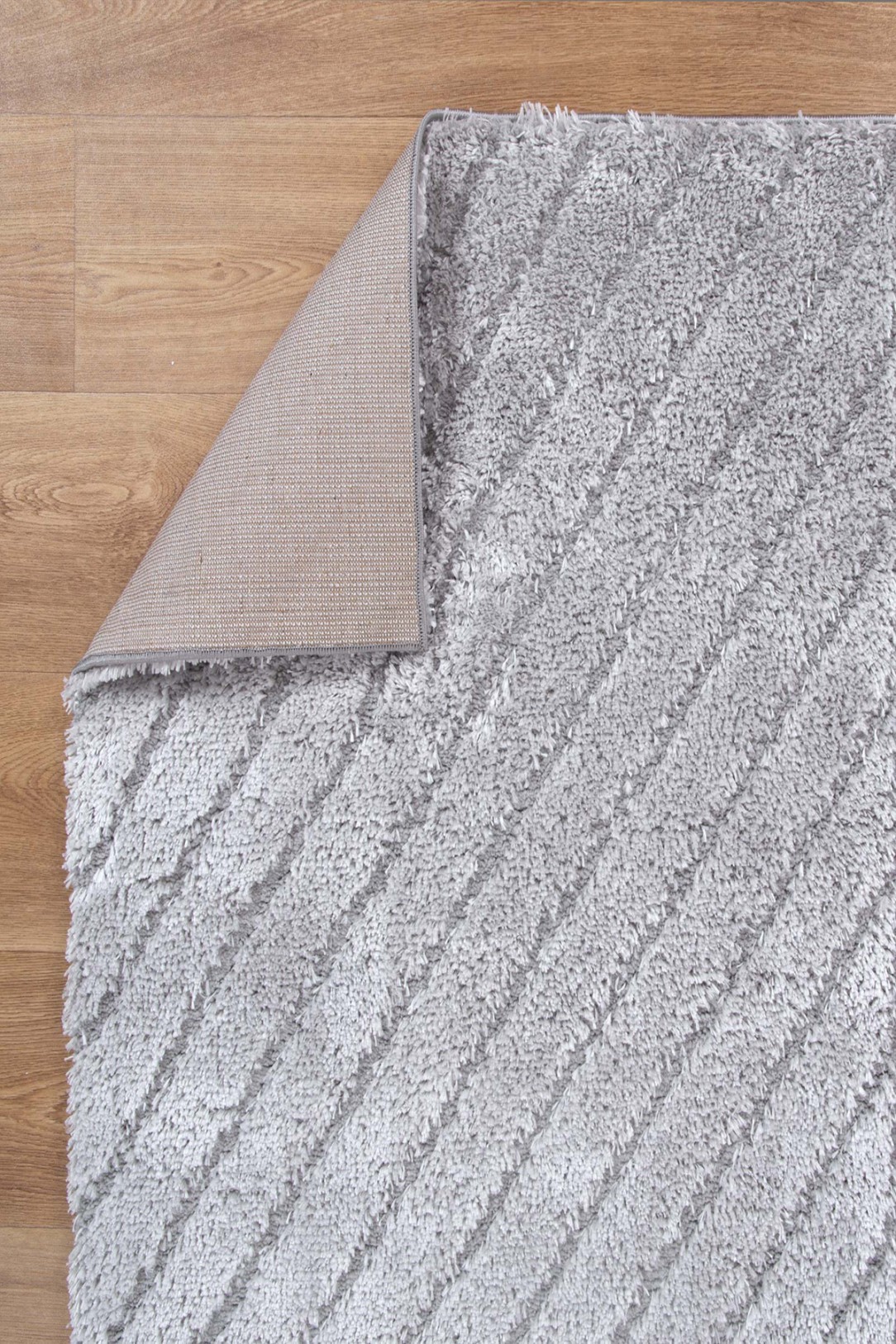 Belmont Geometric Silver Shaggy Rug