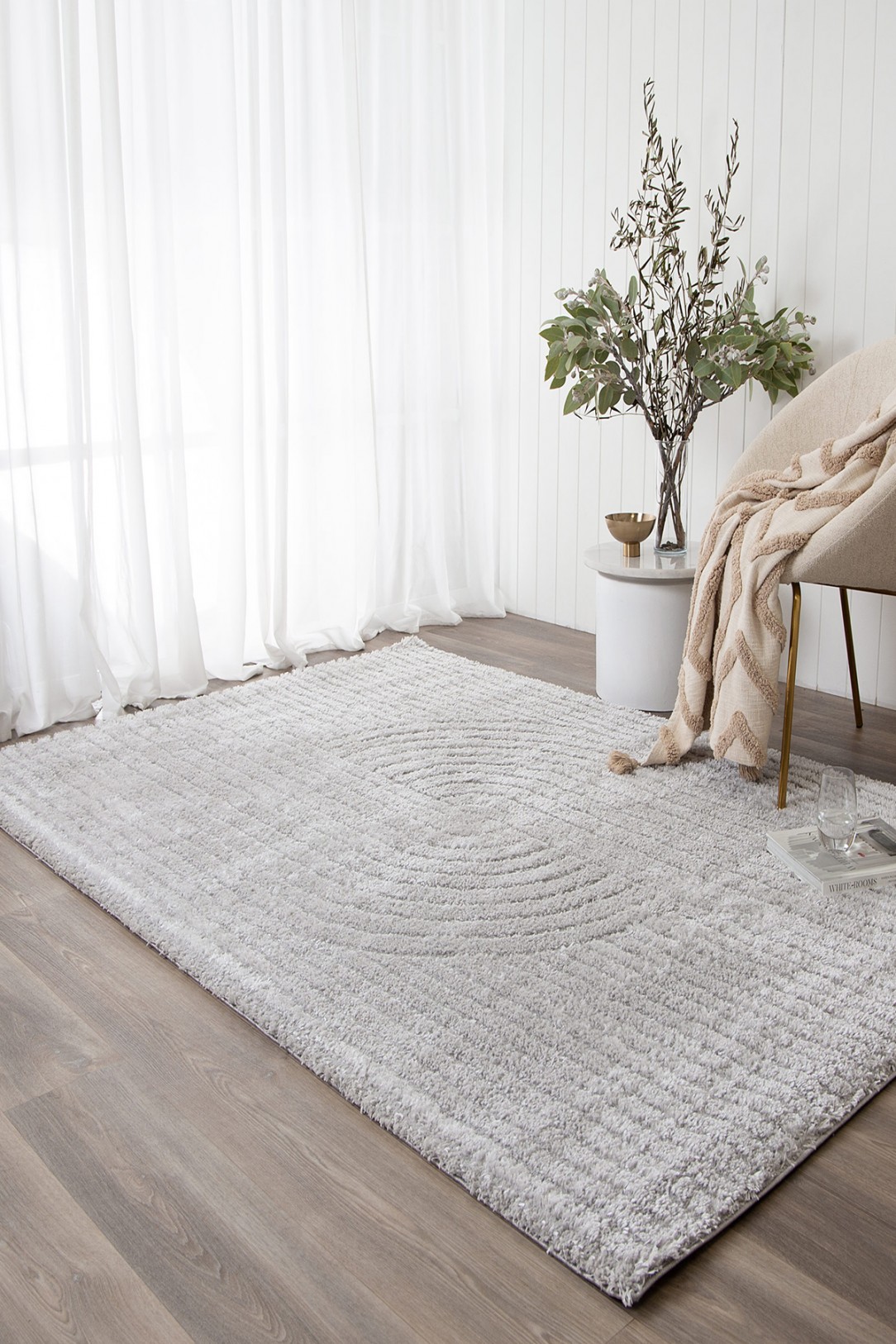 Belmont Nest Silver Shaggy Rug