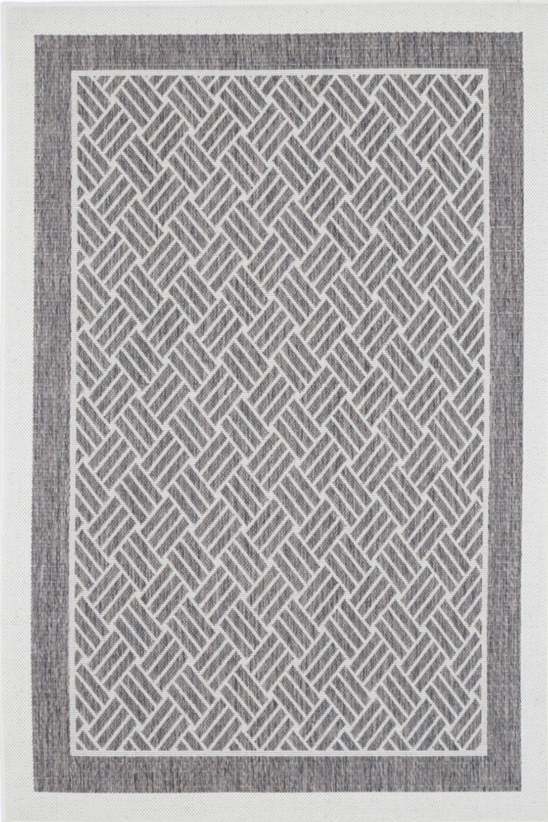 Sisalo Brown Beige Plain Bordered Patterned Rug