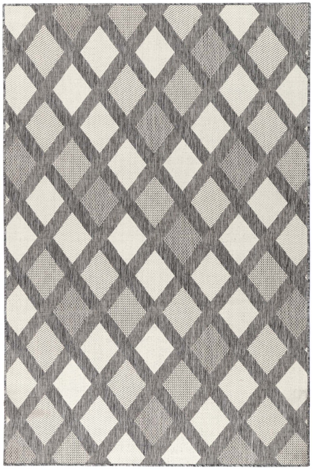 Sisalo Grey Beige Diamond Patterned Rug